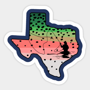 Rainbow Trout Fly Fish Texas State Map Fly Fishing Fisherman Gifts Sticker